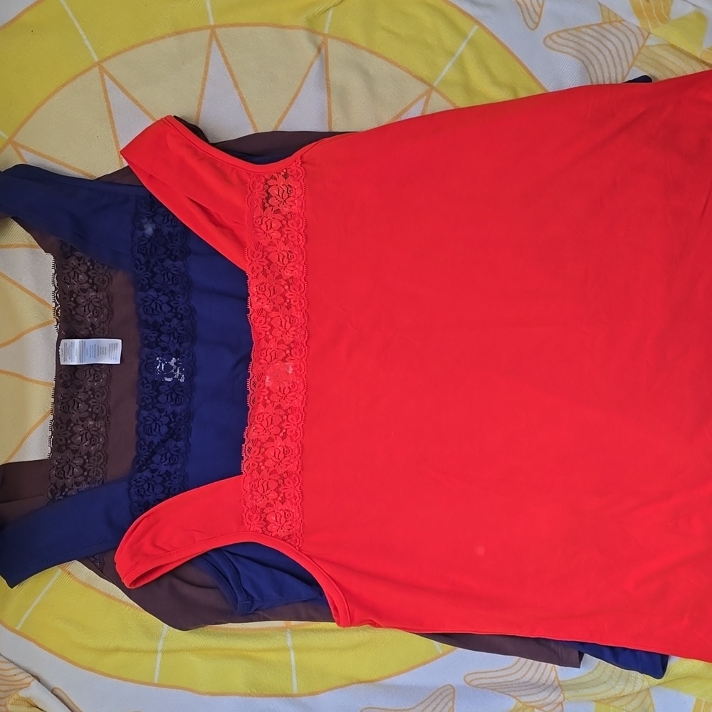EUC - Plus Size Tank Tops in Brown, Red And Blue Bundle, Size 1X/1T - Picture 13 of 16